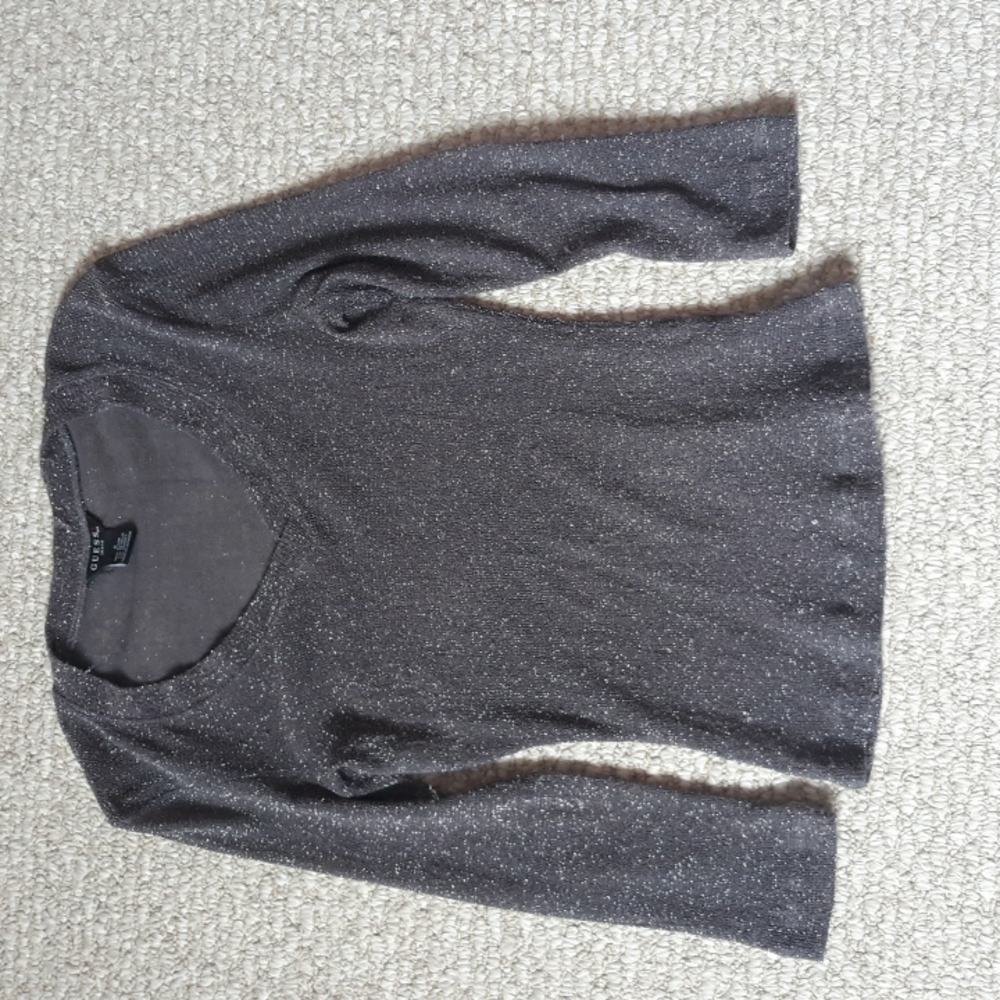 Guess Grey And Silver Sparkle Top